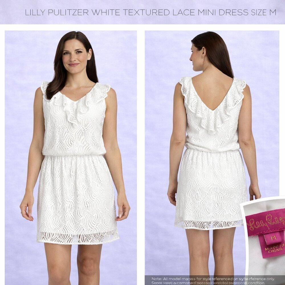 Lilly Pulitzer White Textured Lace Mini Dress Size M